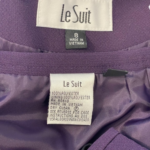 Le Suit Purple Plum 2 Piece Blazer Ruffle Skirt Suit Sz 8 - Picture 10 of 11